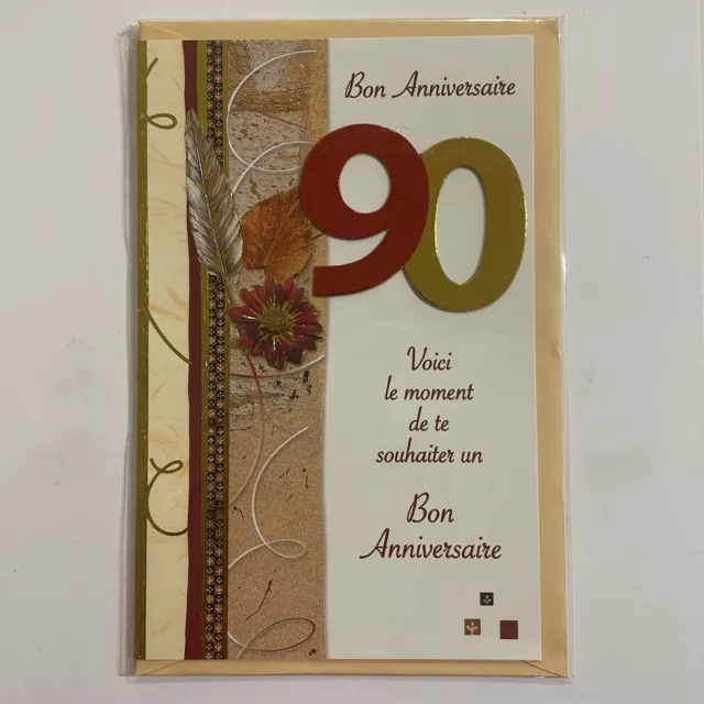 Carte Bon Anniversaire 90 Ans Carte Voeux + Enveloppe Neuf Sous Blister