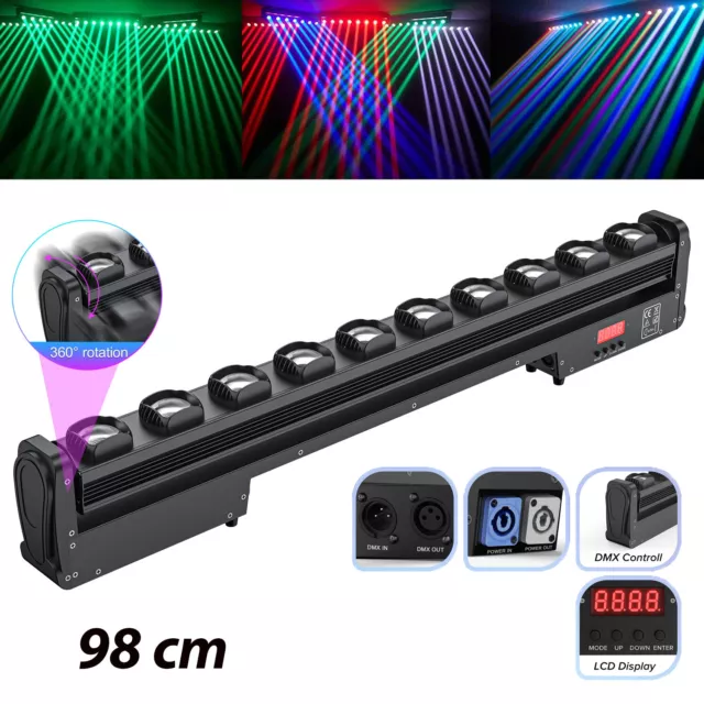 250W Moving Head DMX Lichtleiste 10 LEDs RGBW 150° Drehbar Bühnenbeleuchtung DJ
