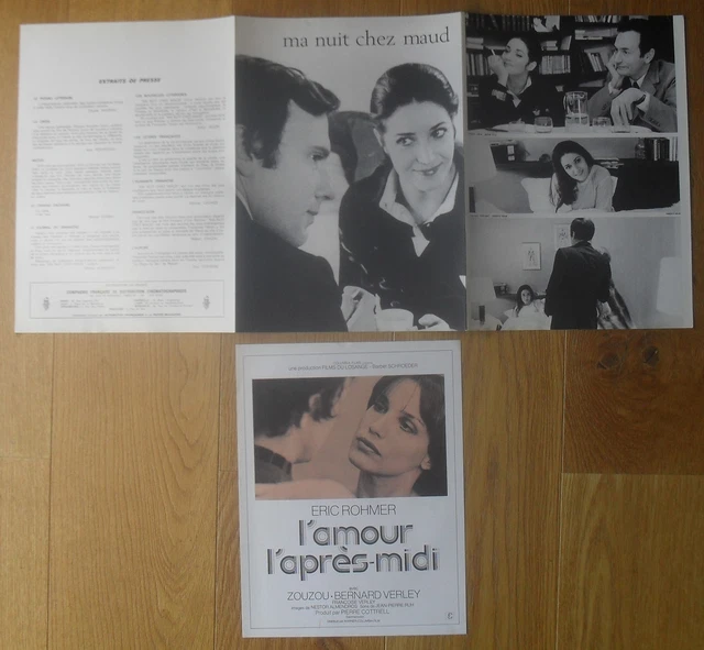 ERIC ROHMER lot de 2 synopsis cinema originale ann. 60/70