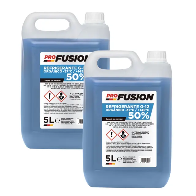 ProFusion Anticongelante Refrigerante G12 Azul 50% G12 -37ºC +145ºC Pack de 2 5L