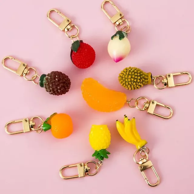 Resin Fruit Keychains - Assorted Fruits Bag Charms Women Fashion Accessories 1pc