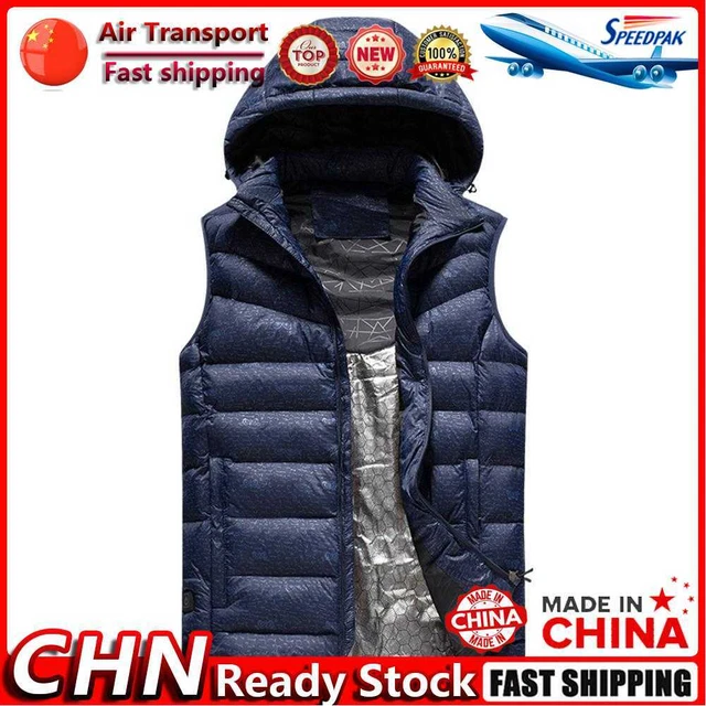 USB Electric Heated Vest Heating Winter Thermal Vest Waistcoat (L Blue) Fr