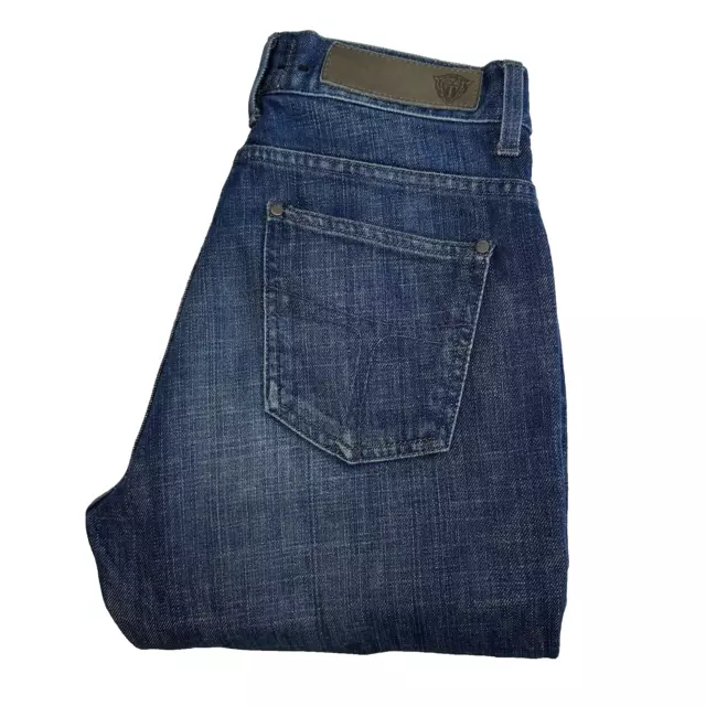 Jeans da uomo TIGER OF SWEDEN W28 L32 blu vestibilità regolare denim dritto cerniera amico