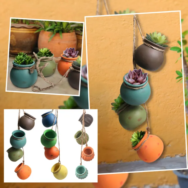 4Pcs Mini Wall-mounted Succulent Planter Pots Set Ceramic Plant Pot Hanging