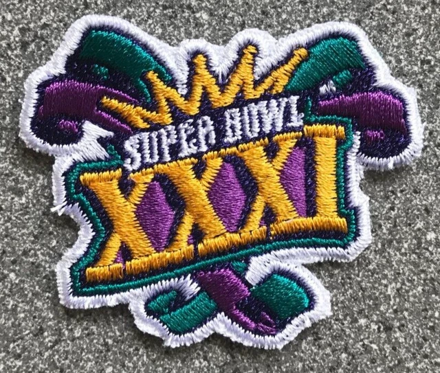 1997 Super Ciotola Xxxi NFL Calcio 6cm Toppa Verde Bay Packers Contro Patriots