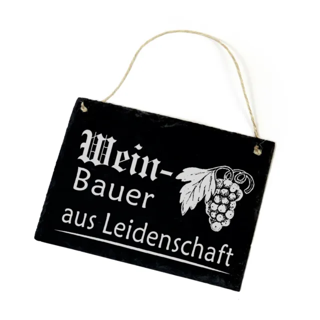 Schild Schiefertafel Spruch - Weinbauer aus Leidenschaft - 22 x16 cm Dekoschild