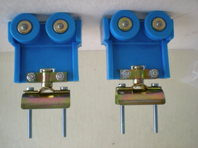 (1 Pair) Swivel Rail Track Sliding Barn Door Hanger Rollers Threaded Bolts