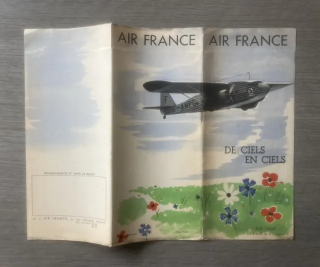 AIR FRANCE 1937 , lot Tarifs vols , dépliant , exposition internationale Paris . 2