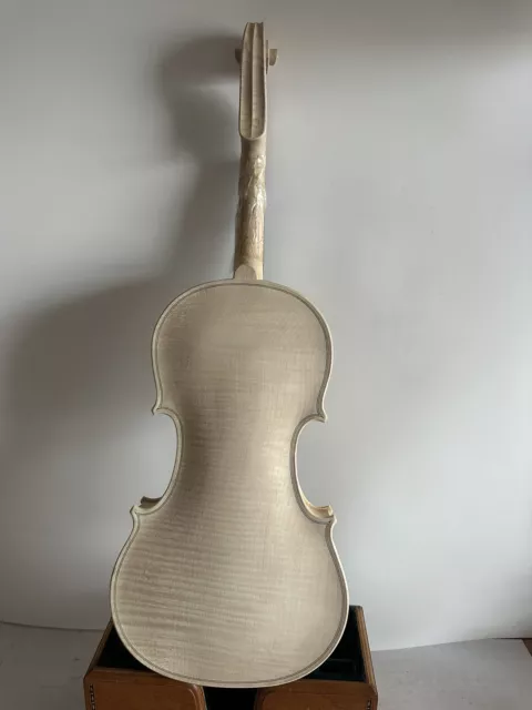 3/4 violin in white Stradi model Solid flamed maple back spruce top Hand Made