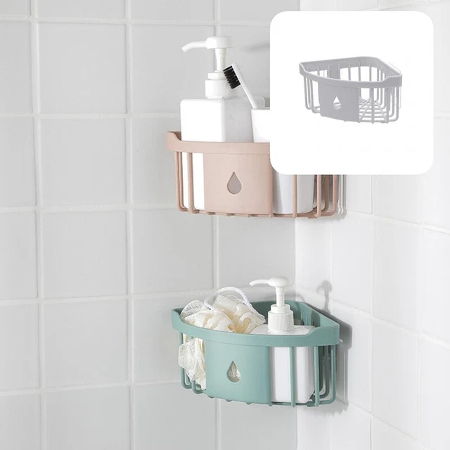 Estante de baño con pegamento organizador de baño soporte de cocina almacenamiento