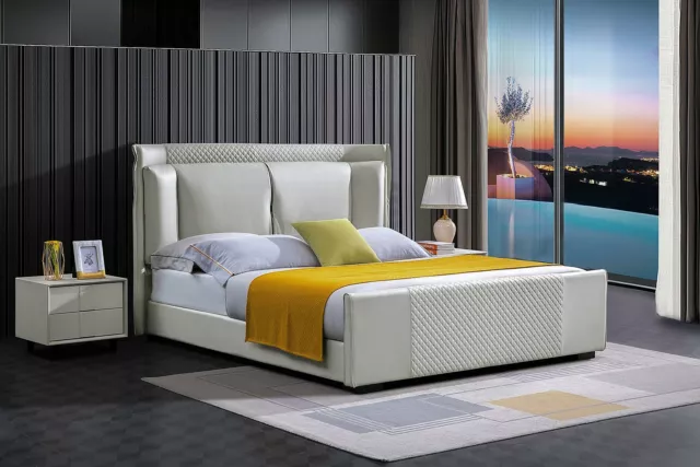 Lit Chambre à Coucher Set Design Meuble Luxe Lits 2x Table de Chevet 3tlg