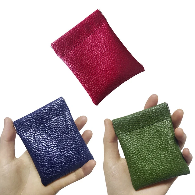 Pu Leather Coin Purse Women Men Small Mini Short Wallet Bag Key Earbuds Holder