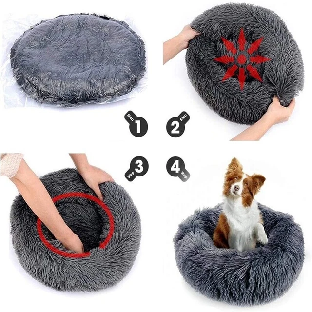 Donut Plush Bed Round Pet Dog Cat Calming Kennel Soft Warm Fluffy Sleeping Nest 4