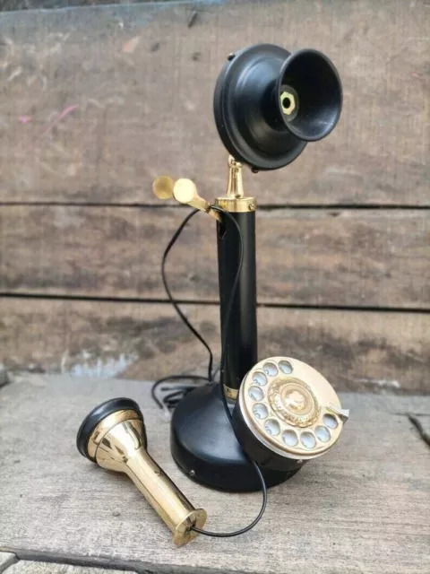 telefono Candeliere Telefono fisso vintage in ottone Manopola rotativa...