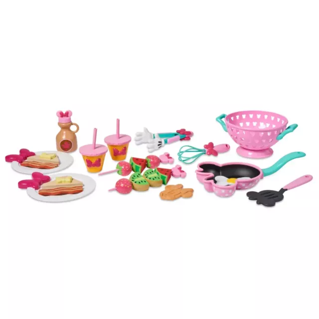 Disney Minnie Mouse 30 Piece Play Brunch Cooking Set With Food Utensils Cups-NIB
