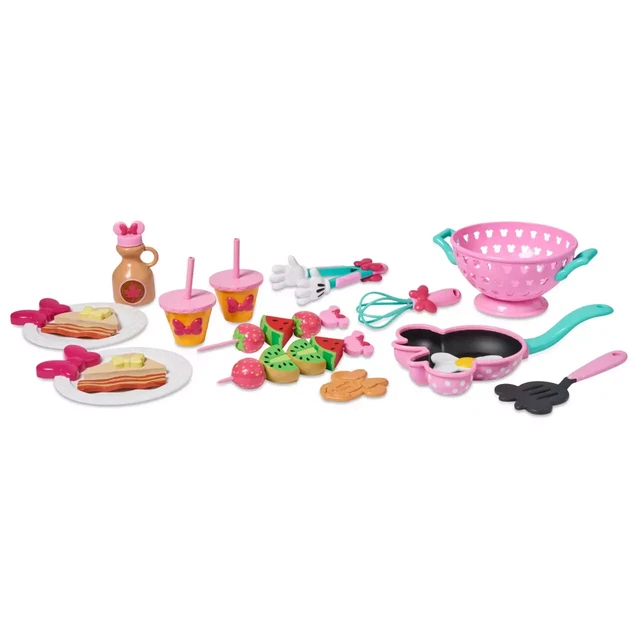Disney Minnie Mouse 30 Piece Play Brunch Cooking Set With Food Utensils Cups-NIB