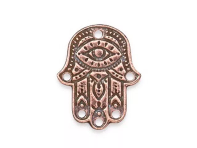 TierraCast Link 21.5 x 17.5mm 1.5mm Hole Hamsa Hand Antique Copper Jewellery Mak