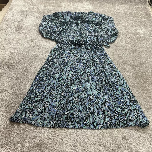 JP Collections Dress Womens 2XL XXL Blue Floral Long Sleeve Stretch Waist Maxi