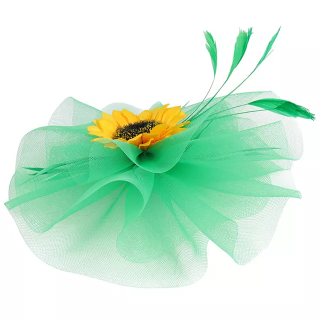 Vintage Sunflower Fascinator Headband with Mesh Ribbon and Veil-GV