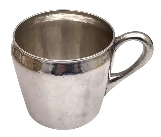 Anna Eicher Woman Sterling Silver Hammered Mug in Arts & Crafts Style