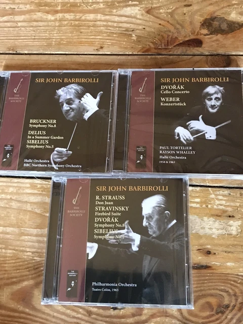 3X SIR JOHN Barbirolli CDs Dvorak/Bruckner/Strauss/Sibelius/Delius ...