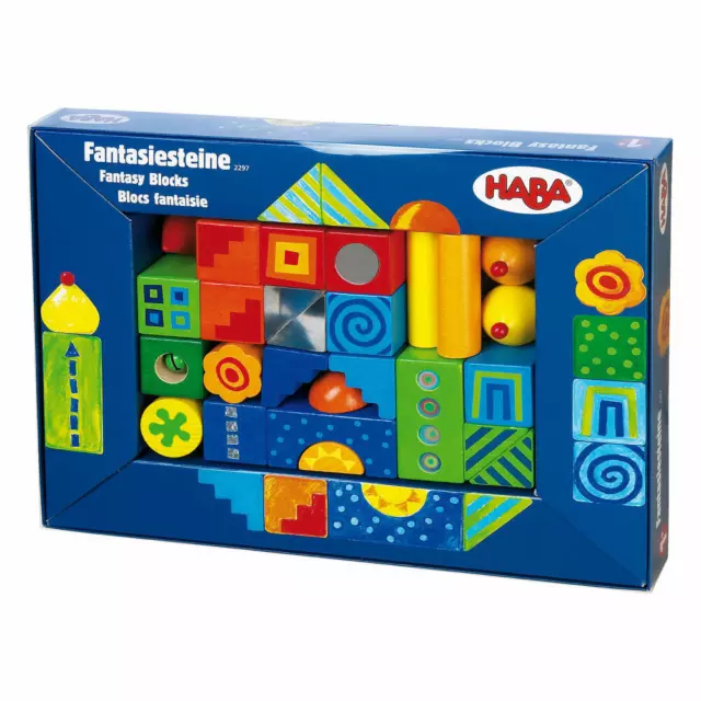 HABA Fantasiesteine 26 tlg. Holz Bausteine Holzbausteine Bauspielzeug Spielzeug