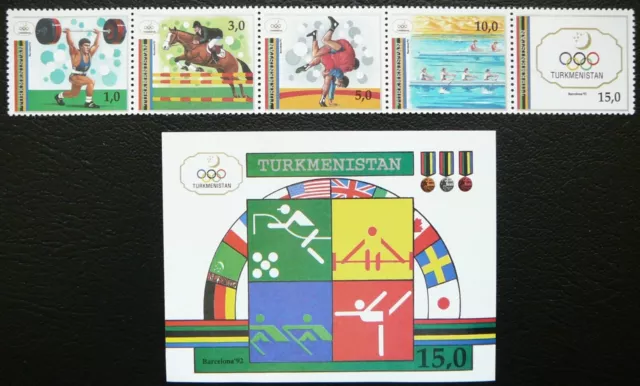 Turkmenistan Stamps and S. Sheet - Summer Olympic Games 1992 - Barcelona - MNH.