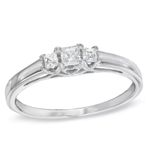 Zales .25-.5 Ct Tw Princess Cut Diamond 3 Stone Engagement Ring 10k White Gold