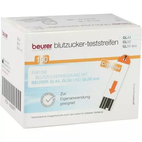 BEURER GL44/GL50 Blutzucker-Teststreifen, 100 St PZN 09929677