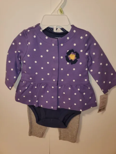 Baby Girl-3PC SET Carters Includes Jacket, Pants & Bodysuit-NEW WITH TAGS!