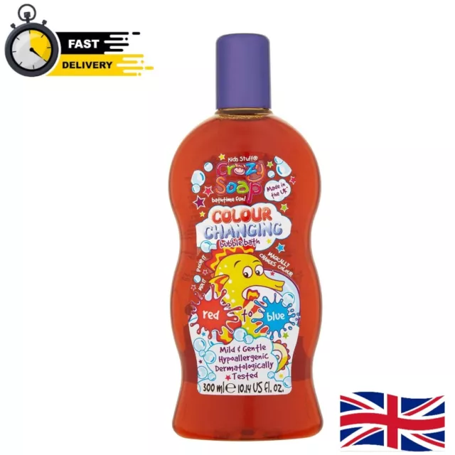 Kids Stuff Crazy Soap Colour Changing Bubble Bath, Soft, Red to Blue, 300 ml