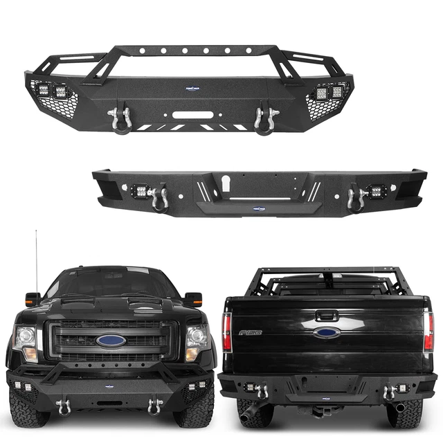 GRILLE STYLE FRONT + Rear Bumper Assembly w/Winch Plate For 20092014