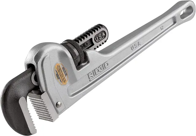 47057 Aluminum Straight Pipe Wrench, 12" Sturdy Plumbing Wrench with Self Cleani