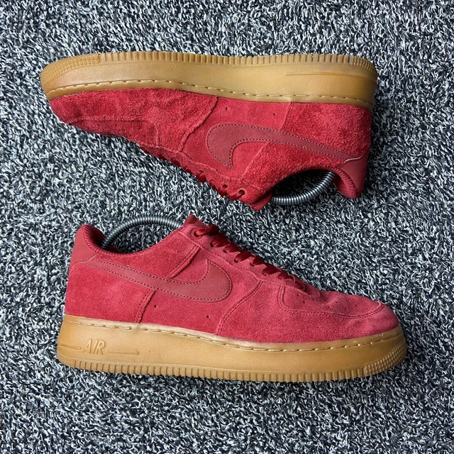 NIKE AIR FORCE 1 Low LV8 Gym Red Suede Gum Sole Trainers Size UK