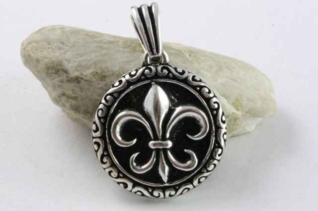 Pendentif Croix Des Templiers En Argent 925 - Avec Lys Et Zircone Noire - Neuf
