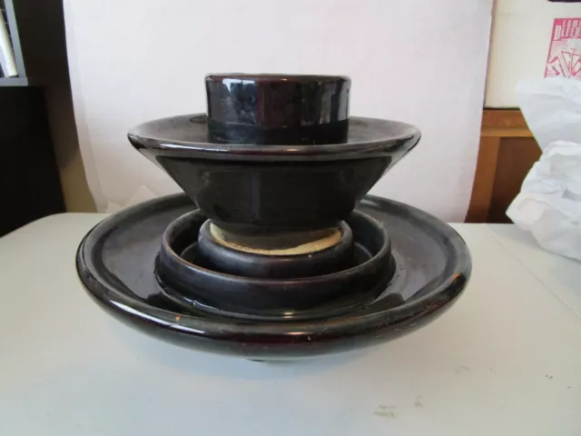 Vintage Large Heavy Brown Ceramic 3-Tier High Voltage Electric Insulator