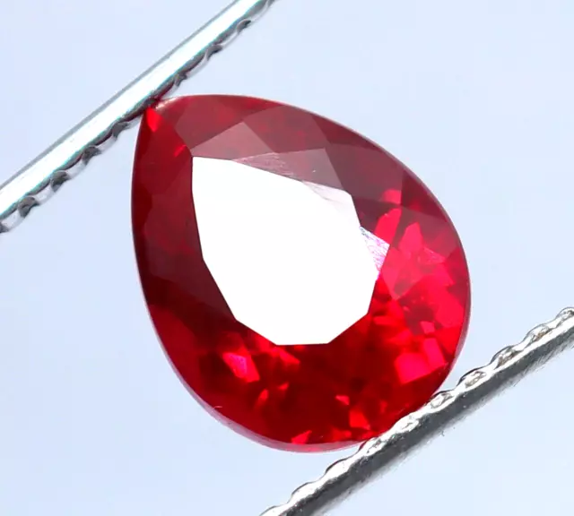 10.7X8mm Natural Flawless Pear Cut Burmese Red Ruby Certified Loose Gemstone