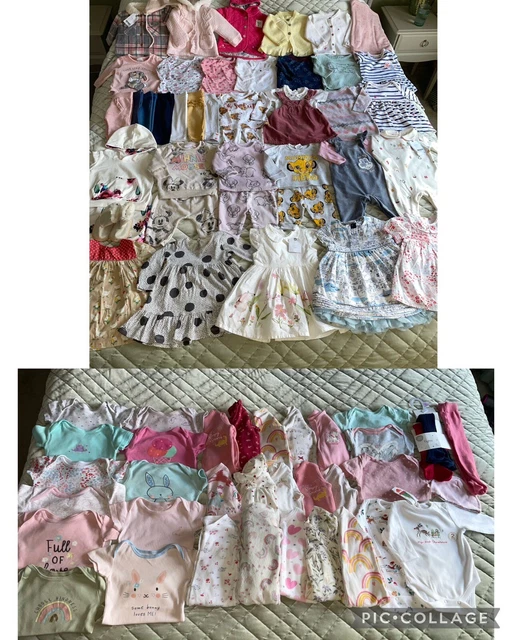 Enorme pacchetto abbigliamento bambine età 0-3 mesi abiti autunnali invernali di Natale 🙂