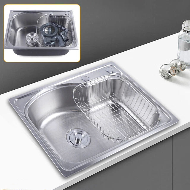 Lavello Da Cucina In Acciaio Inox 55x43cm - Incasso O Sottopiano, Con Filtro, Sifone E Kit Drenaggio