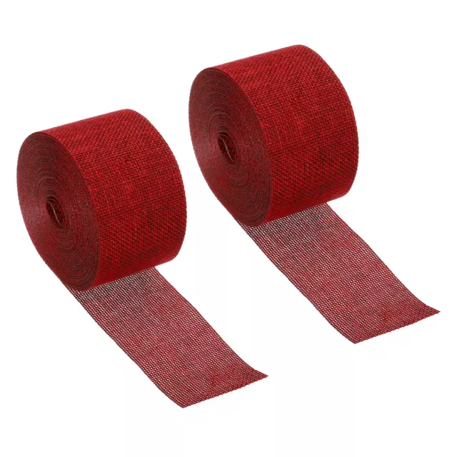 2" Largo 11 Metri Iuta Tessuto Nastro,2pz Vino Rosso