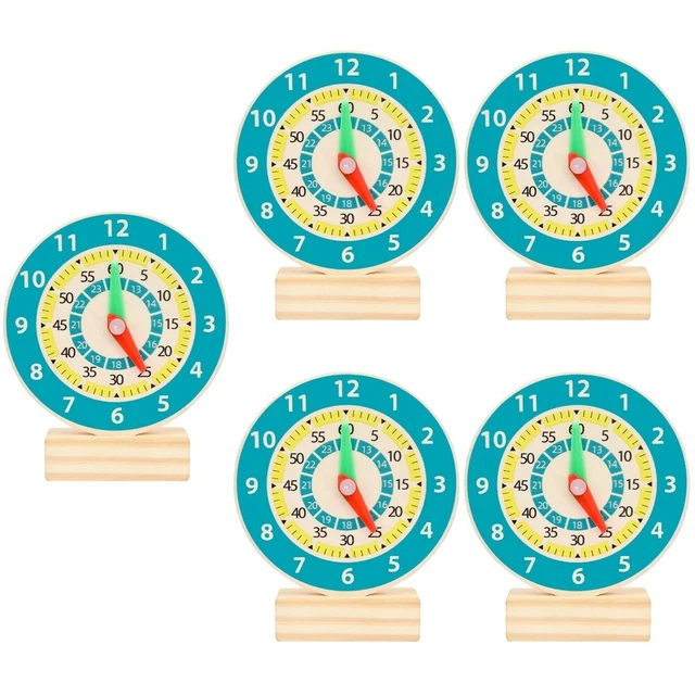 5pcs Kids Montessori Toys per i più piccoli imparano orologi per bambini
