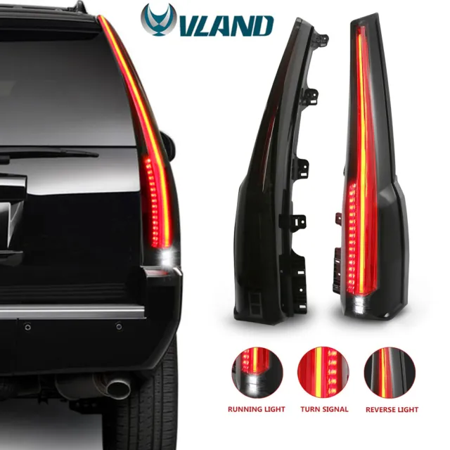 Pair Smoked LED Tail Lights Rear Lamp For 2015-2020 Chevy Tahoe Suburban LS LT