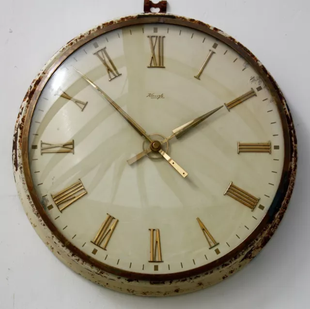 Vintage 32cm Kienzle Wall Clock Metal German Retro Mid Century Industrial Clock