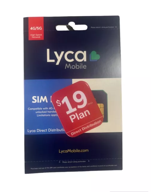 Lycamobile Prepaid $19 Plan Preloaded Sim Card Unlimited Call & Text 4G/5G New