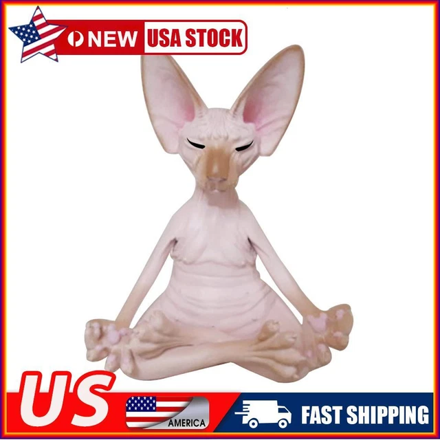 Cat Figurines Buddha Meditation Statue Garden Sculpture Home Decor (Pink)