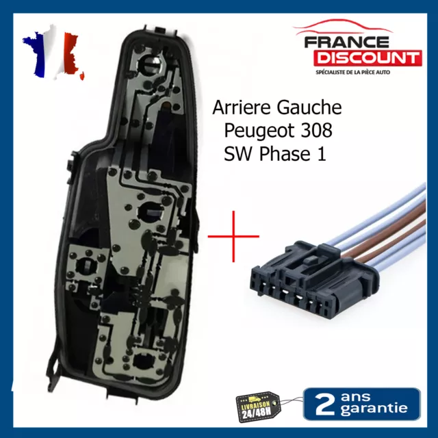 PLATINE PORTE AMPOULE ARRIERE GAUCHE + FAISCEAUX pour 308 SW PHASE 1 6350KW