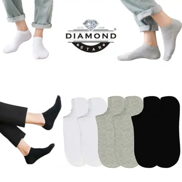 12 Pairs Men's Women's No-Show Low Cut Socks Black White Cotton Size; 9-11,10-13