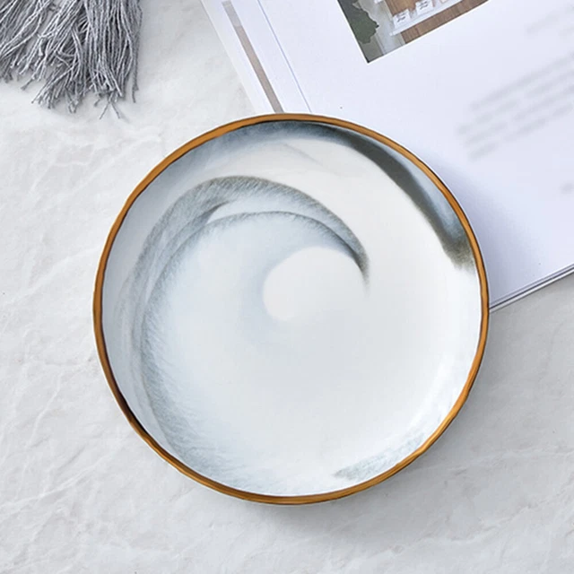 1 pz piatto piatti ceramica marmo piatto snack rotondo piatto cibo western per hotel