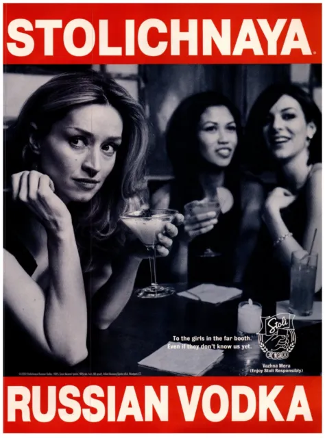 Stolichnaya Stoli Russian Vodka Print Advertisement 2003 Girls in the Far Booth
