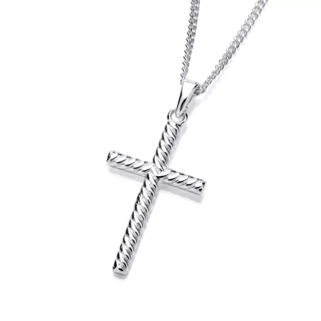 925 Sterling Silver Twisted Pattern Cross Pendant Necklace + 16 18 20 inch Chain